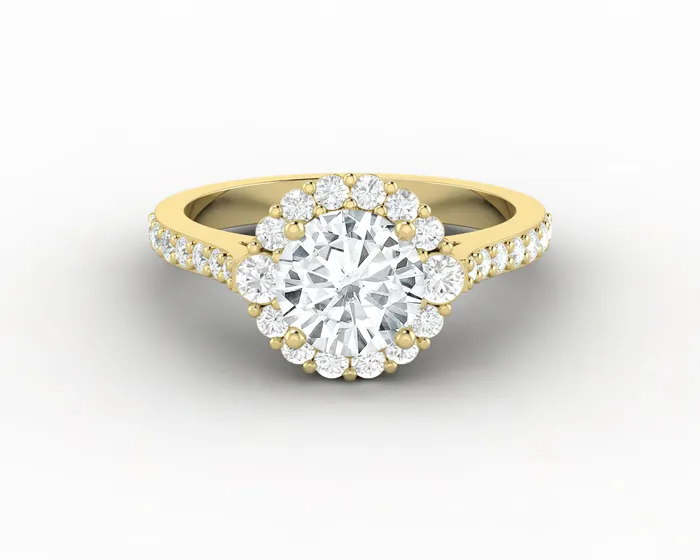 Enya 34 Ct Round Cut Halo Moissanite Engagement Ring with Side Stones Sapheena Jewelry Rings