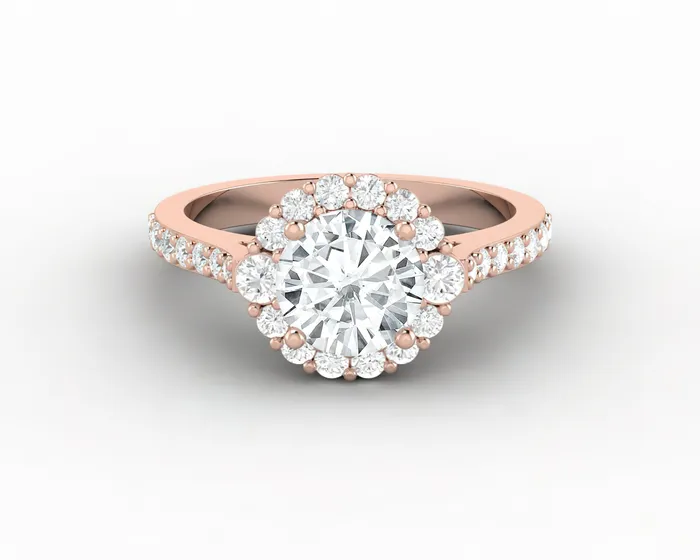 Enya 34 Ct Round Cut Halo Moissanite Engagement Ring with Side Stones Sapheena Jewelry Rings