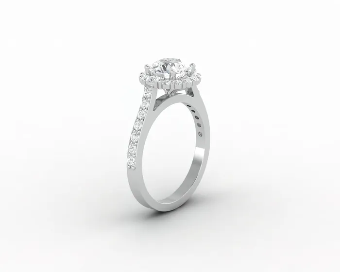 Enya 34 Ct Round Cut Halo Moissanite Engagement Ring with Side Stones Sapheena Jewelry Rings