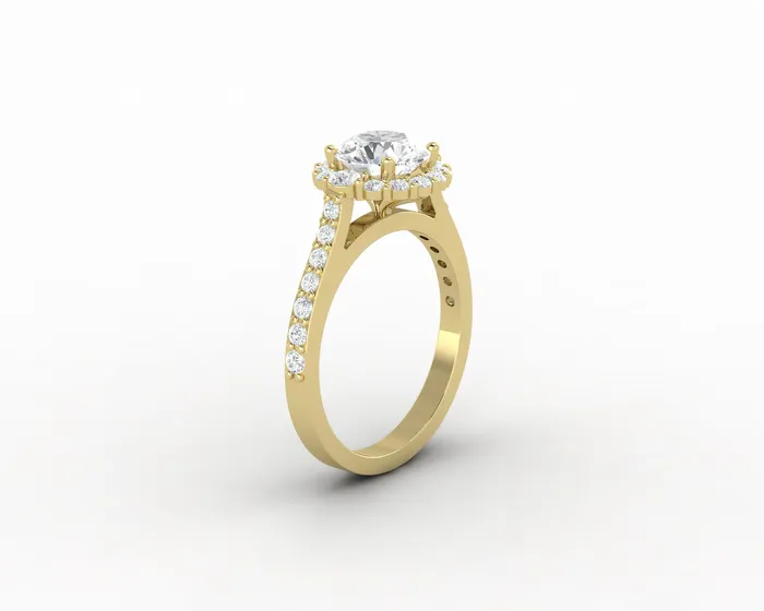 Enya 34 Ct Round Cut Halo Moissanite Engagement Ring with Side Stones Sapheena Jewelry Rings