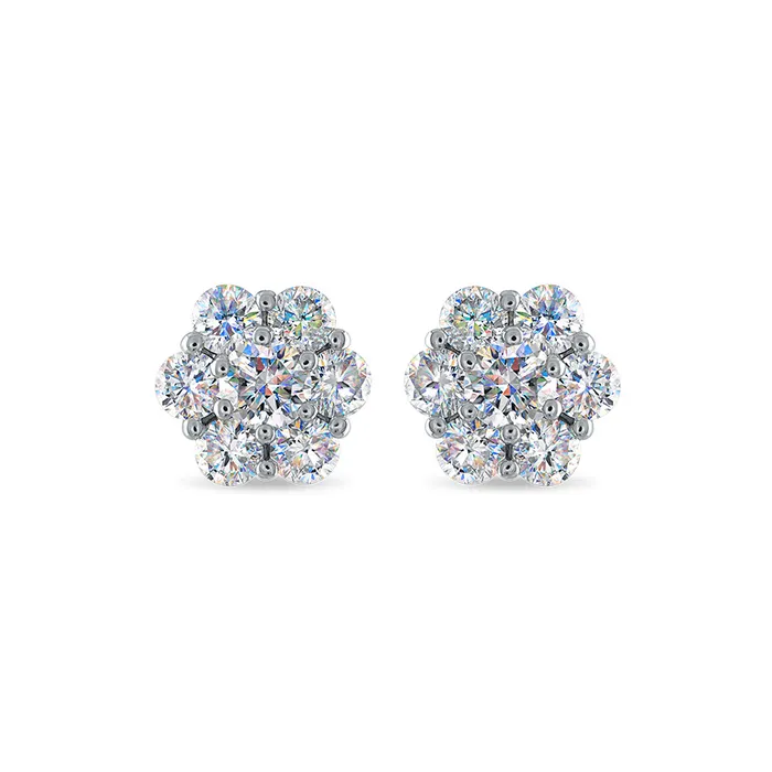 FACETS OF FIRE 14KWG 100CTW FOF DIA FLOWER CLUSTER STUD EARRINGS Earrings FACETS OF FIRE 14KWG 100CTW FOF DIA FLOWER CLUSTER STUD EARRINGS Earrings