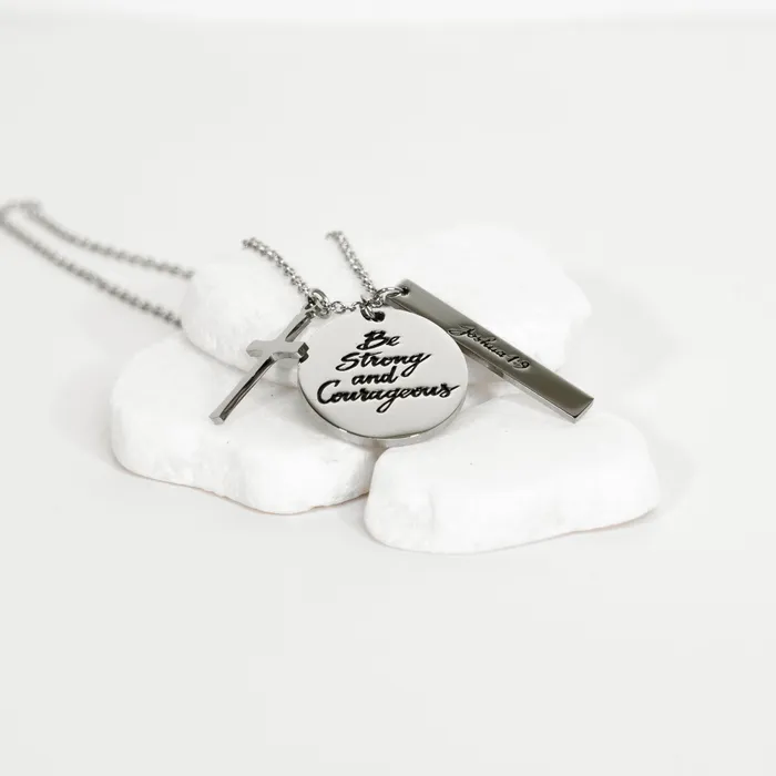 Forever Truth Necklaces Be Strong And Courageous Pendant And Cross Necklace Forever Truth Necklaces Be Strong And Courageous Pendant And Cross Necklace
