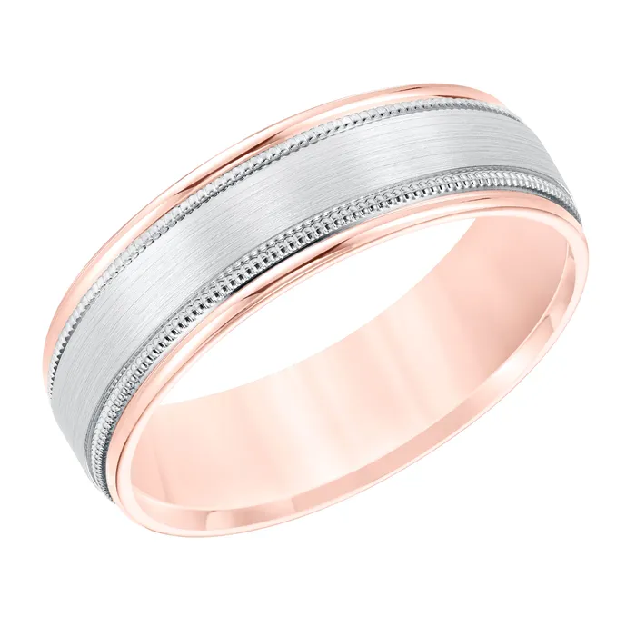 FREDERICK GOLDMAN Rings White Titanium Rose Gold 65mm Mens Wedding Band