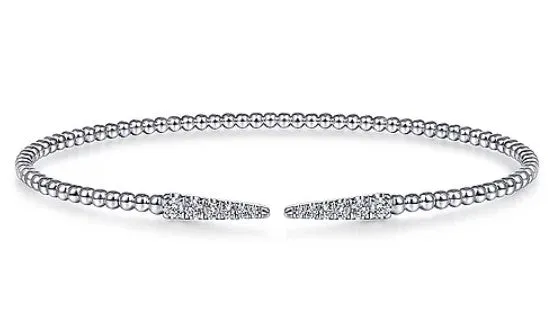 GABRIEL CO 14K White Gold Bujukan Diamond Spikes Split Bangle Bracelets
