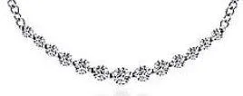GABRIEL CO 14K White Gold Curved Diamond Bar Necklace Necklaces