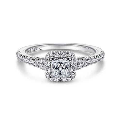 GABRIEL CO 14K White Gold Princess Halo Complete Diamond Engagement Ring Rings GABRIEL CO 14K White Gold Princess Halo Complete Diamond Engagement Ring Rings