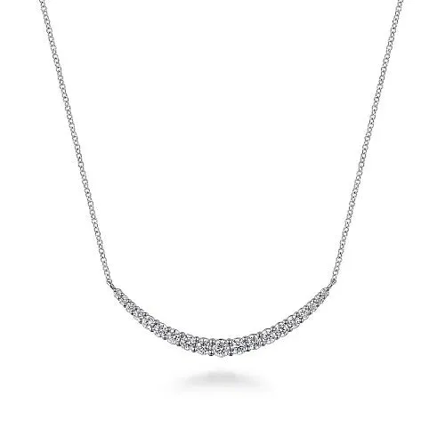 GABRIEL CO 14K White Gold Prong Set Diamond Bar Necklace Necklaces