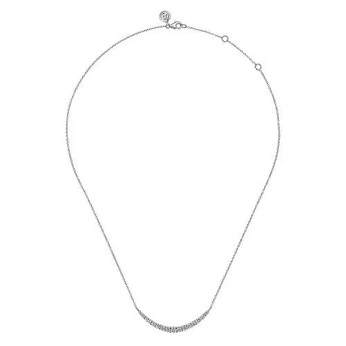 GABRIEL CO 14K White Gold Prong Set Diamond Bar Necklace Necklaces