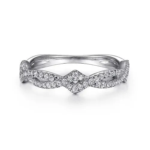 GABRIEL CO 14K White Gold Twisted Diamond Stackable Ring Rings