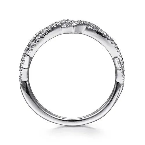 GABRIEL CO 14K White Gold Twisted Diamond Stackable Ring Rings