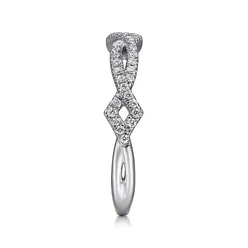 GABRIEL CO 14K White Gold Twisted Diamond Stackable Ring Rings