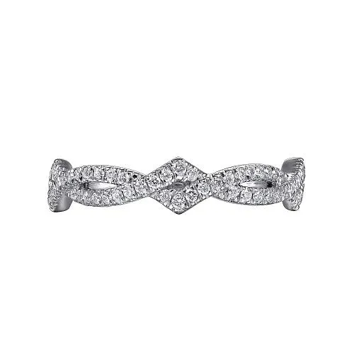 GABRIEL CO 14K White Gold Twisted Diamond Stackable Ring Rings