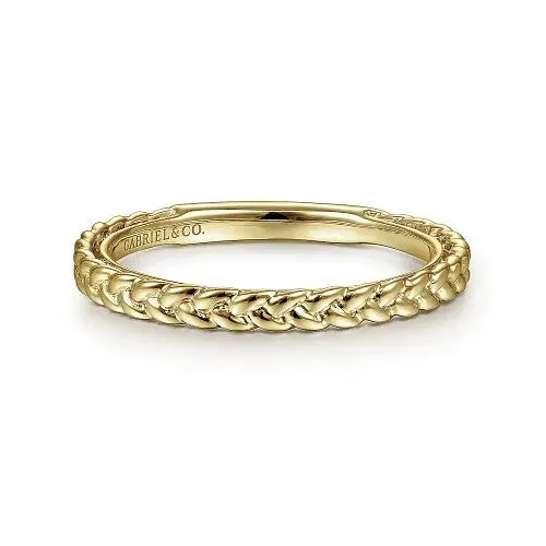 GABRIEL CO 14K Yellow Gold Braided Stackable Ring Rings