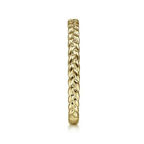 GABRIEL CO 14K Yellow Gold Braided Stackable Ring Rings
