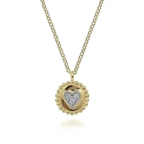 GABRIEL CO 14K Yellow Gold Bujukan Heart Pendant Necklace with Diamonds Necklaces GABRIEL CO 14K Yellow Gold Bujukan Heart Pendant Necklace with Diamonds Necklaces