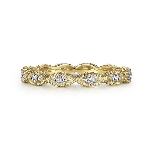 GABRIEL CO 14K Yellow Gold Diamond Bujukan Marquise Station Ring Rings