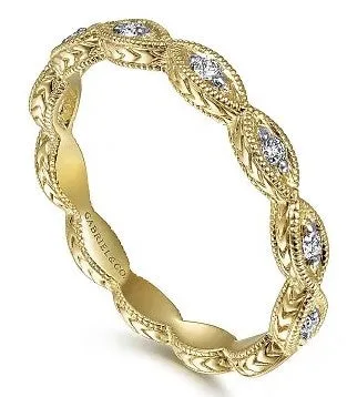 GABRIEL CO 14K Yellow Gold Diamond Bujukan Marquise Station Ring Rings
