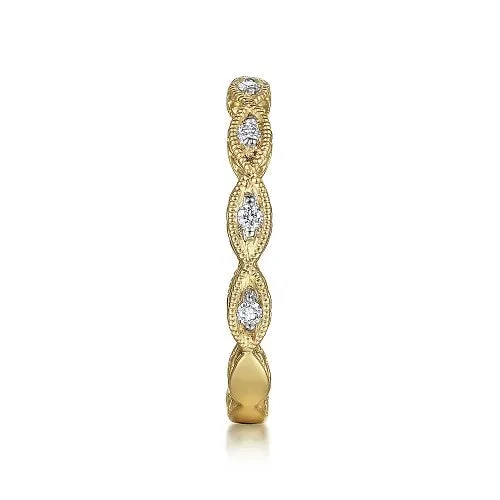GABRIEL CO 14K Yellow Gold Diamond Bujukan Marquise Station Ring Rings
