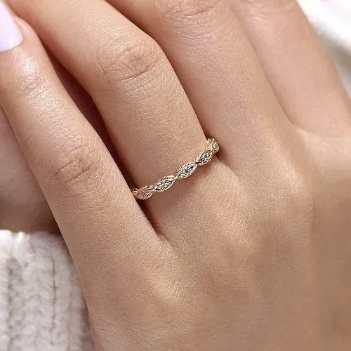 GABRIEL CO 14K Yellow Gold Diamond Bujukan Marquise Station Ring Rings