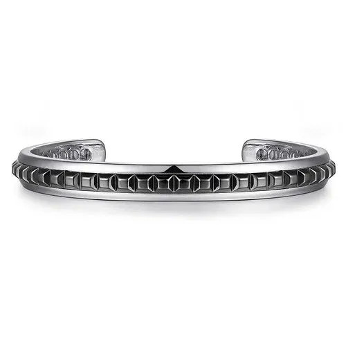 GABRIEL CO 925 Sterling Silver Open Cuff Bracelet with Black Grommet Inlay Bracelets GABRIEL CO 925 Sterling Silver Open Cuff Bracelet with Black Grommet Inlay Bracelets