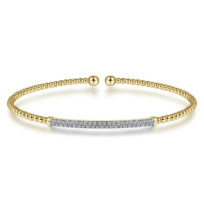 GABRIEL CO Bracelets 14K Yellow Gold Bujukan Diamond Bar Split Bangle