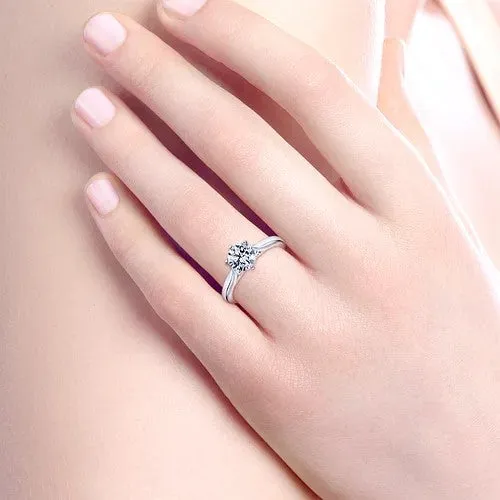 GABRIEL CO Cassie 14K White Gold Round Diamond Engagement Ring Setting Only Rings GABRIEL CO Cassie 14K White Gold Round Diamond Engagement Ring Setting Only Rings