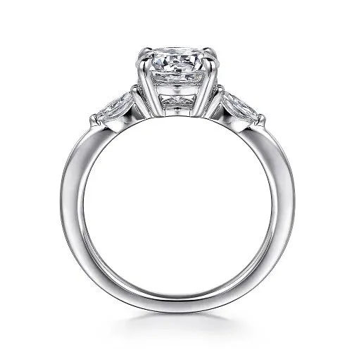 GABRIEL CO Dela 14K White Gold Round Three Stone Diamond Engagement Ring Setting Only Rings GABRIEL CO Dela 14K White Gold Round Three Stone Diamond Engagement Ring Setting Only Rings