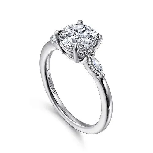 GABRIEL CO Dela 14K White Gold Round Three Stone Diamond Engagement Ring Setting Only Rings GABRIEL CO Dela 14K White Gold Round Three Stone Diamond Engagement Ring Setting Only Rings