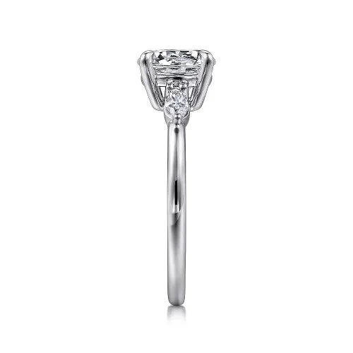GABRIEL CO Dela 14K White Gold Round Three Stone Diamond Engagement Ring Setting Only Rings GABRIEL CO Dela 14K White Gold Round Three Stone Diamond Engagement Ring Setting Only Rings
