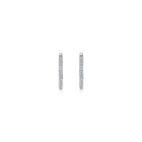 GABRIEL CO Earrings 14K White Gold Diamond Classic Huggie Earrings in 15mm