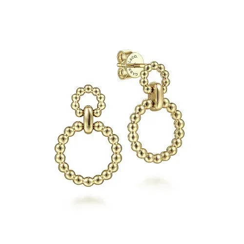 GABRIEL CO Earrings 14K Yellow Gold Graduating Bujukan Ball Circle Drop Earrings