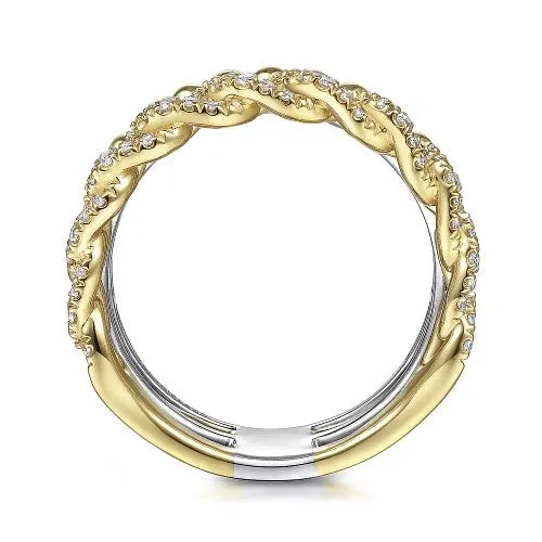 GABRIEL CO Rings 14K WhiteYellow Gold Bujukan Diamond Easy Stackable Ring