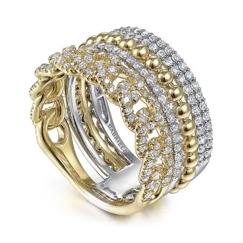 GABRIEL CO Rings 14K WhiteYellow Gold Bujukan Diamond Easy Stackable Ring