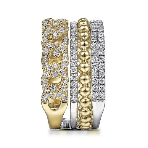 GABRIEL CO Rings 14K WhiteYellow Gold Bujukan Diamond Easy Stackable Ring