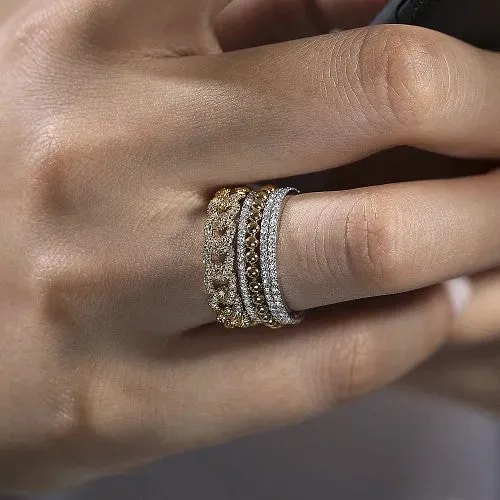 GABRIEL CO Rings 14K WhiteYellow Gold Bujukan Diamond Easy Stackable Ring
