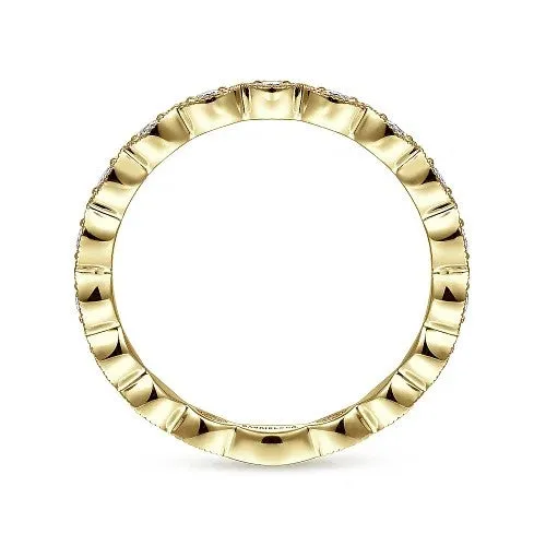 GABRIEL CO Rings 14K Yellow Gold Marquise Station Diamond Stackable Ring