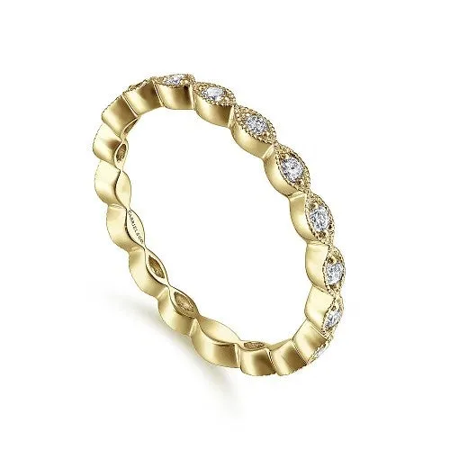 GABRIEL CO Rings 14K Yellow Gold Marquise Station Diamond Stackable Ring