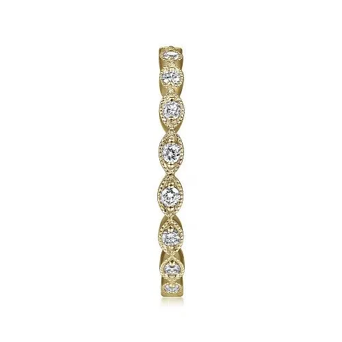 GABRIEL CO Rings 14K Yellow Gold Marquise Station Diamond Stackable Ring