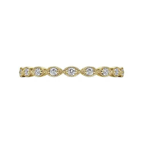 GABRIEL CO Rings 14K Yellow Gold Marquise Station Diamond Stackable Ring