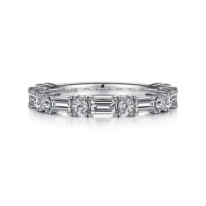 GABRIEL CO Rings Aggie 14K White Gold Baguette and Round Diamond Anniversary Band 099 ct GABRIEL CO Rings Aggie 14K White Gold Baguette and Round Diamond Anniversary Band 099 ct