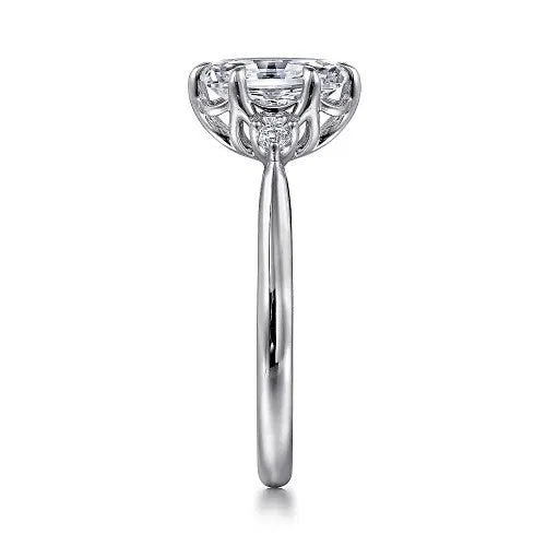 GABRIEL CO Rings Blaise 14K White Gold Oval Three Stone Diamond Engagement Ring Setting Only GABRIEL CO Rings Blaise 14K White Gold Oval Three Stone Diamond Engagement Ring Setting Only