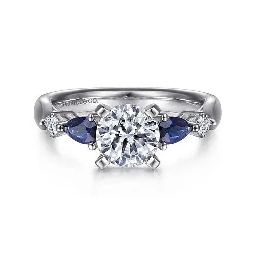GABRIEL CO Rings Carrie 14K White Gold Round Five Stone Sapphire and Diamond Engagement Ring Setting Only GABRIEL CO Rings Carrie 14K White Gold Round Five Stone Sapphire and Diamond Engagement Ring Setting Only