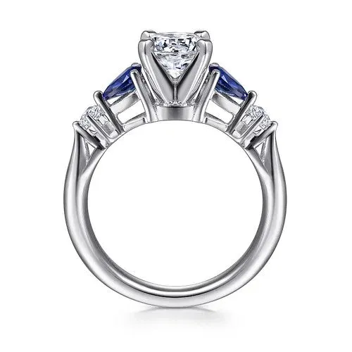GABRIEL CO Rings Carrie 14K White Gold Round Five Stone Sapphire and Diamond Engagement Ring Setting Only GABRIEL CO Rings Carrie 14K White Gold Round Five Stone Sapphire and Diamond Engagement Ring Setting Only
