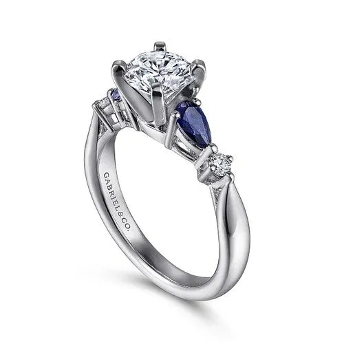 GABRIEL CO Rings Carrie 14K White Gold Round Five Stone Sapphire and Diamond Engagement Ring Setting Only GABRIEL CO Rings Carrie 14K White Gold Round Five Stone Sapphire and Diamond Engagement Ring Setting Only