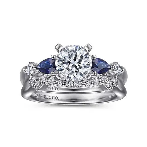 GABRIEL CO Rings Carrie 14K White Gold Round Five Stone Sapphire and Diamond Engagement Ring Setting Only GABRIEL CO Rings Carrie 14K White Gold Round Five Stone Sapphire and Diamond Engagement Ring Setting Only