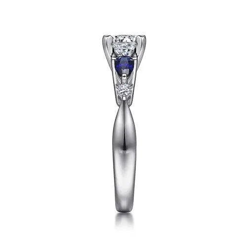 GABRIEL CO Rings Carrie 14K White Gold Round Five Stone Sapphire and Diamond Engagement Ring Setting Only GABRIEL CO Rings Carrie 14K White Gold Round Five Stone Sapphire and Diamond Engagement Ring Setting Only