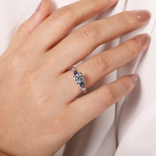 GABRIEL CO Rings Carrie 14K White Gold Round Five Stone Sapphire and Diamond Engagement Ring Setting Only GABRIEL CO Rings Carrie 14K White Gold Round Five Stone Sapphire and Diamond Engagement Ring Setting Only