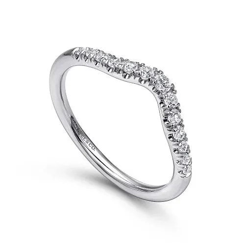 GABRIEL CO Rings Chambery Curved 14K White Gold French Pave Diamond Wedding Band 025 ct GABRIEL CO Rings Chambery Curved 14K White Gold French Pave Diamond Wedding Band 025 ct