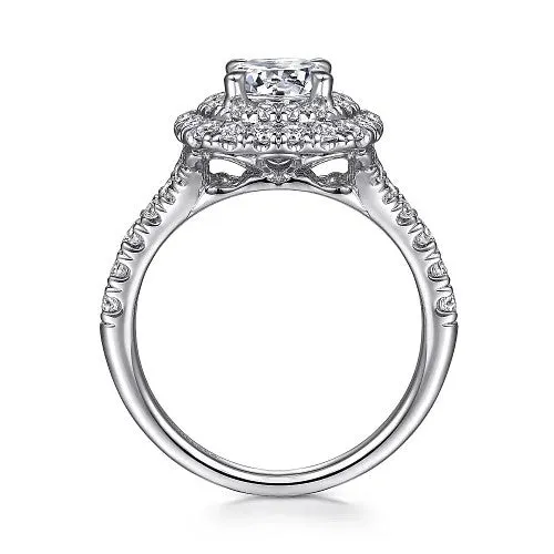 GABRIEL CO Rings Lexie 14k White Gold Cushion Double Halo Round Diamond Engagement Ring GABRIEL CO Rings Lexie 14k White Gold Cushion Double Halo Round Diamond Engagement Ring