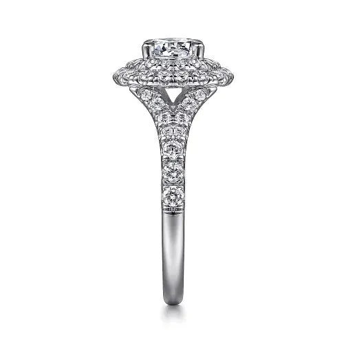 GABRIEL CO Rings Lexie 14k White Gold Cushion Double Halo Round Diamond Engagement Ring GABRIEL CO Rings Lexie 14k White Gold Cushion Double Halo Round Diamond Engagement Ring
